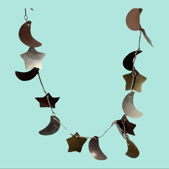 Star and Moon Cut Metal Shapes Necklace - Picture 2 of 4